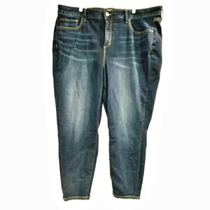 Slink size 24 blue jeans cropped cotton stretch medium wash casual denim